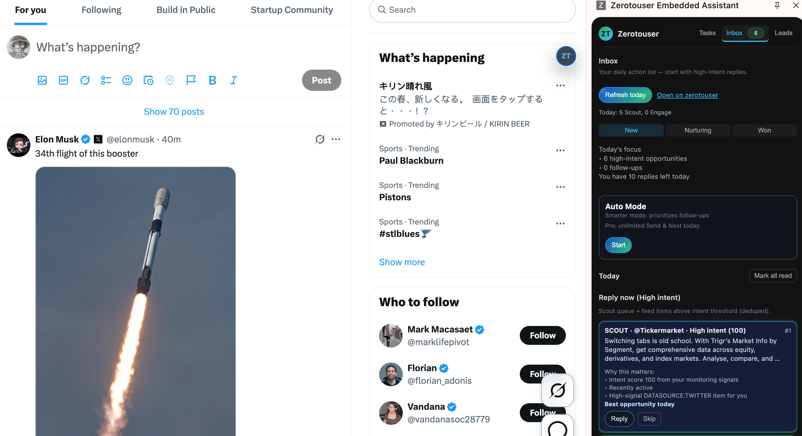 ZeroToUser: Inbox Top opportunities